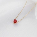 Elegante collar con colgante de rubí en forma de corazón y cadena de oro para mujer - Oro de 14k + Circonita Roja