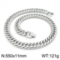 Polierte Edelstahl-Panzerkette in Silber mit Box-Verschluss, 550x11mm, 121g Gewicht - Stahl (550x11mm)