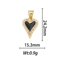 Détail du pendentif cœur en or 18 carats avec incrustation noire et zircone pavé - Pendentif Cœur Noir en Pavé de Zirconia Doré (DZ-173)