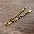 Detail view of two 18K gold-plated stainless steel flat mesh bracelets with lobster clasps - Gold Bracelet 6mm