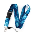Starry Night pattern fabric lanyard with blue starry sky print and metal swivel hook - KP792-18 Van Gogh Starry Night