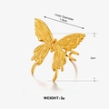 Anillo de mariposa grueso en acero inoxidable dorado con textura de ala realista - Dorado