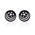Pendientes negros de acero inoxidable con diseño de estrella hueca y círculos concéntricos - Negro