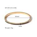 Detailweergave van de vergulde armband met zwarte vierkante zirkoonstenen en 4mm breedte - Goud + Zwarte Zirkonia