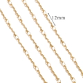 Golden 18K gold-plated stainless steel S-link chain with 12mm bar segments - G7-12mm Water Wave
