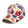 Dames honkbalpet met kleurrijke bloemenpatronen en een gebogen klep voor de zomer - M (56-58cm) / Bloem