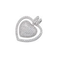 Detailed close-up of a silver heart pendant featuring micro-pave cubic zirconia settings - VD1420 Silver White Zircon