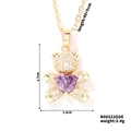 Gold bear pendant necklace with purple heart zircon and white micro-pave stones - Gold Purple Heart (N00322GDE)