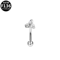 Piercing arcade en titane ASTM F136 avec trois pierres en zircone cubique ronde argentée - Style Triple Strass en Grappe (G23EYI089-S) / Argenté