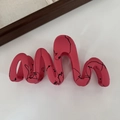 Matte pink wave hair claw clip with black abstract lines and retro French shark clip style - Wave Rose Red