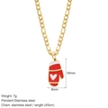 Golden stainless steel necklace featuring a festive red and white Christmas glove pendant - Glove (G17)
