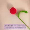 Handmade crochet pink tulip flower with long green stem and leaf for gifts - Red-Pink Fat Tulip Single Stem