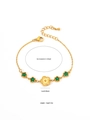 Detail view of gold chain bracelet with emerald star gems and 16+3.5cm size specs - Star Zirconia Bracelet