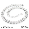 S316 stainless steel 12mm silver chain necklace with lobster clasp and extension link - Silver Style(KN295006-ZCG)