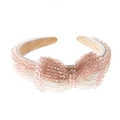 Elegant headband featuring pink and white pearl beads in a delicate bow design - Pink and White Beaded Bowknot (Series 8-10)