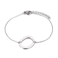 Bracciale in acciaio inossidabile argento con pendente ovale minimalista e chiusura a moschettone - Stile Lettera O (KB116120-K)