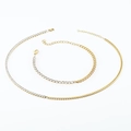 Set di gioielli placcati in oro 18K con catena cubana e tennis con cristalli brillanti - Set Collana e Bracciale a Catena Tennis Cubana Patchwork Oro