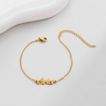 Golden stainless steel Aries zodiac nameplate bracelet with adjustable lobster clasp closure - Aries Gold