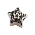 Perla a stella vintage in argento con gemma nera per creazione gioielli fai-da-te - Stella a Cinque Punte 10x7mm
