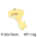 Golden stainless steel key pendant with heart cutout design, size 22x13mm and 1.5g weight - Gold Heart Key Style (KLJ4400-Z)