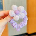 Purple sunflower hair tie for girls with plaid glitter petals and beaded charm - Dreamy Purple Sequin Flower
