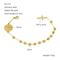 Bracelet religieux en acier inoxydable plaqué or 18 carats avec croix et médailles - Style Double Pendentifs Médaille Ronde et Croix (ZYG110)