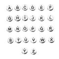 Macro shot of 26-piece stainless steel 12mm round letter charms set with bold engraving - Steel Color 12mm Some New Bold Fonts / Letter Y