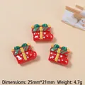 Three pieces of red Christmas gift box resin flatback charms for DIY hairpins and shoes - Gift Box