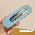 Large matte Morandi blue hair clip, 10.5cm long rectangular minimalist claw clip - Light Blue