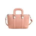 Sac à main plissé rose pour femme au design minimaliste avec un fermoir en métal argenté - Rose