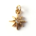 Macro shot of gold-plated octagonal star pendant with a sparkling center zircon stone - Eight-pointed Star