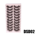 Set of 10 pairs of dense curly false eyelashes in black, model DSD02 on pink tray - DSD02 (Pink)