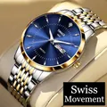 Men's business watch with two-tone steel strap, blue dial, and day-date display - Two-tone Blue Dial