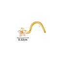 Titanium S-shape nose stud with a tiny gold floral zircon flower design - Six-Petal Flower Zirconia Style (T2556-4#) / Gold