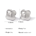 Detailed specs of stainless steel clover earrings showing size 11.8mm and 2.6g weight - Silver Small Square