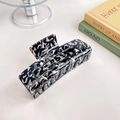 Chic marble pattern hair claw clip in black and white tortoiseshell acetate finish - Rock Black