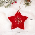 Red felt star ornament with embroidered snowflake and wooden button, 13cm size - Red Felt Snowflake Embroidery Star