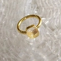 Luxurious gold stainless steel ring featuring a square translucent yellow zircon gemstone - Circumference 54MM-US7 / Gold Base: Apr-White