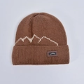 Berretto in maglia marrone da uomo con motivo jacquard a montagna e calda fodera in pile - caffè