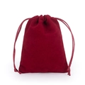 Macro shot of red velvet drawstring pouch for jewelry storage with premium texture - Burgundy