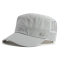 Light gray flat top military cap with white breathable mesh and metallic 95 logo plate - One Size / Light Gray