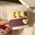 Y2K dopamine hair clip set featuring 3D yellow hearts and purple oval resin design - Yellow Heart Clips Pair