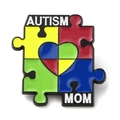 Badge épinglette cœur puzzle émail pour sensibilisation autisme maman sur vêtements - Puzzle de Sensibilisation à l'Autisme