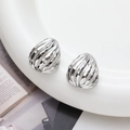 Minimalistische silberne Wellen-Ohrstecker in Tropfenform mit 18k-Vergoldung für Damen - 18K Gold / Silber