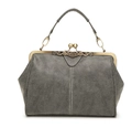 Sac docteur vintage en cuir mat gris foncé avec fermoir laiton et coutures blanches - Gris Mat