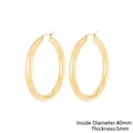 Orecchini a cerchio in oro 18K lucido con diametro interno 40mm e spessore 5mm da donna - Oro Diametro Interno 40mm Spessore 5mm (KE62249-LO)