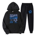 Survêtement noir en polaire avec sweat à capuche et jogging imprimé fleurs Tulum - L (XXL) / Haut Et Bas / Noir (53)
