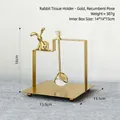 Golden iron napkin holder with lying rabbit ornament and metal balance ball - Gold Lying Rabbit