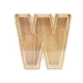 Creative wooden piggy bank shaped like the letter W with clear acrylic cover and screws - Letter W