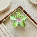 Elegant grass green plumeria hair claw clip with hand-painted textures for summer - 8cm / Green (Line Mesh)